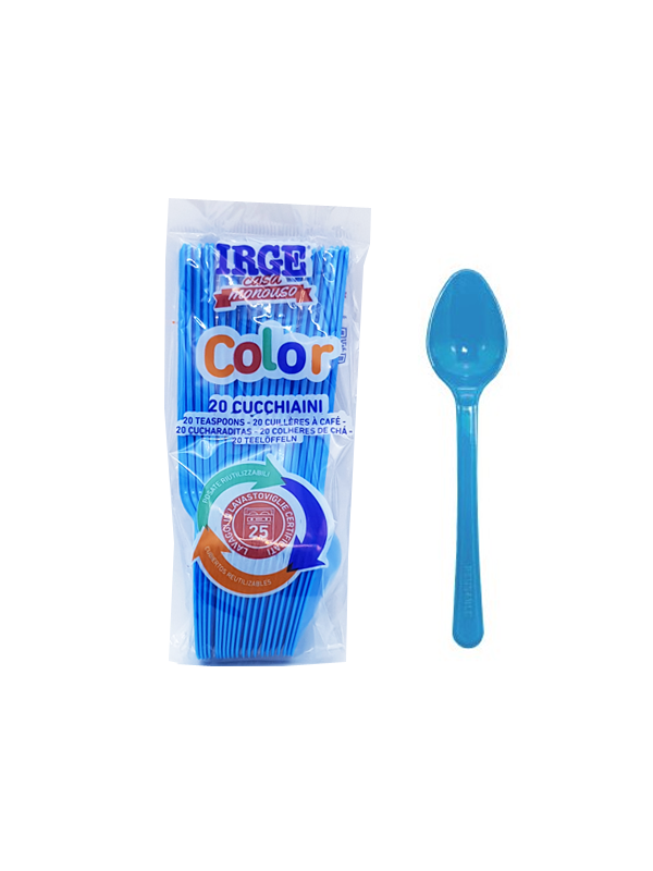 Irge Cucchiaini Plastica Colorata Celeste 20Pz - Casabalò