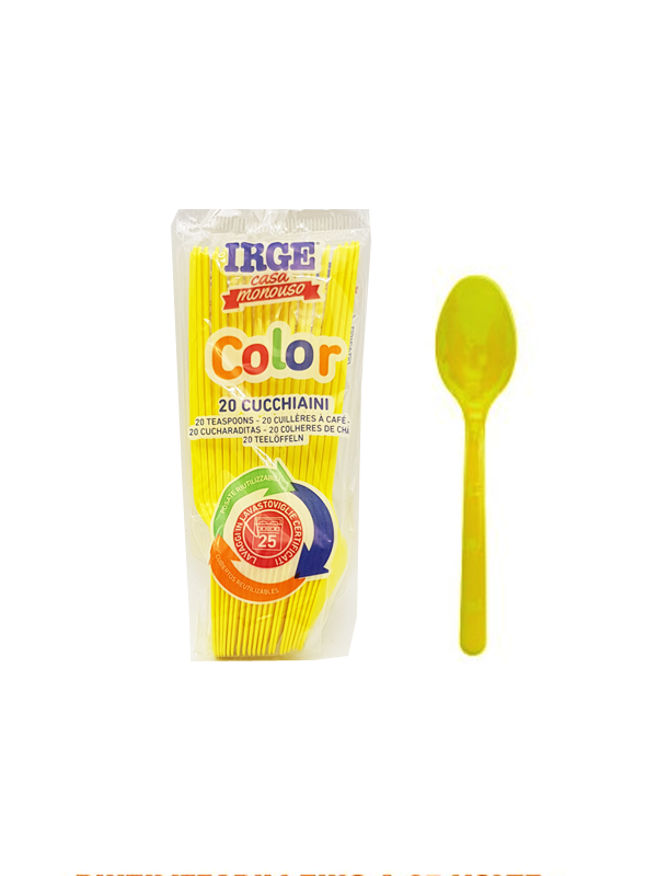 Irge Cucchiaini Plastica Colorata Giallo 20Pz - Casabalò