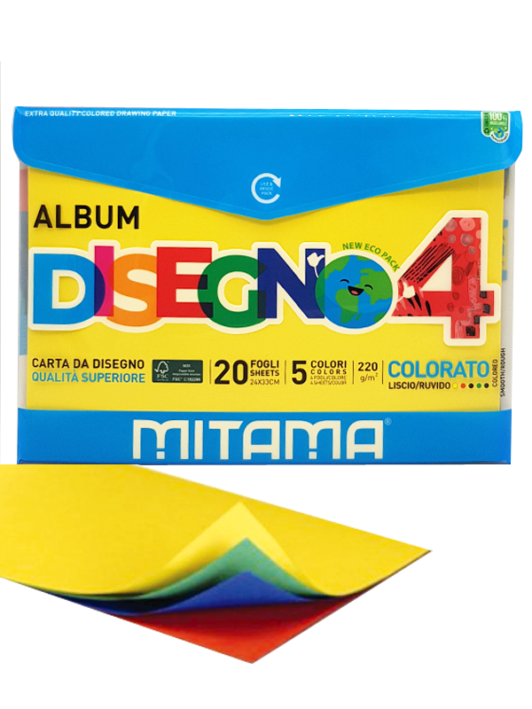 Album Disegno Mitama Ecobusta Ruvido Color 20Fogli 24X33 220Gr - Casabalò