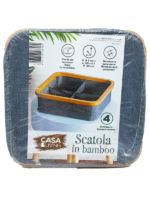 Scatola Bambu e poliestere Grigio 30x30xH9,5cm Per riordinare l'armadio