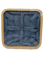 Scatola Bambu e poliestere Grigio 30x30xH9,5cm Per riordinare l'armadio - immagine 2